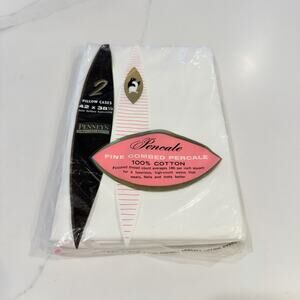 NEW Vintage Penney's Set of 2 Pillow cases 42" x 38.5" White Cotton Pencale